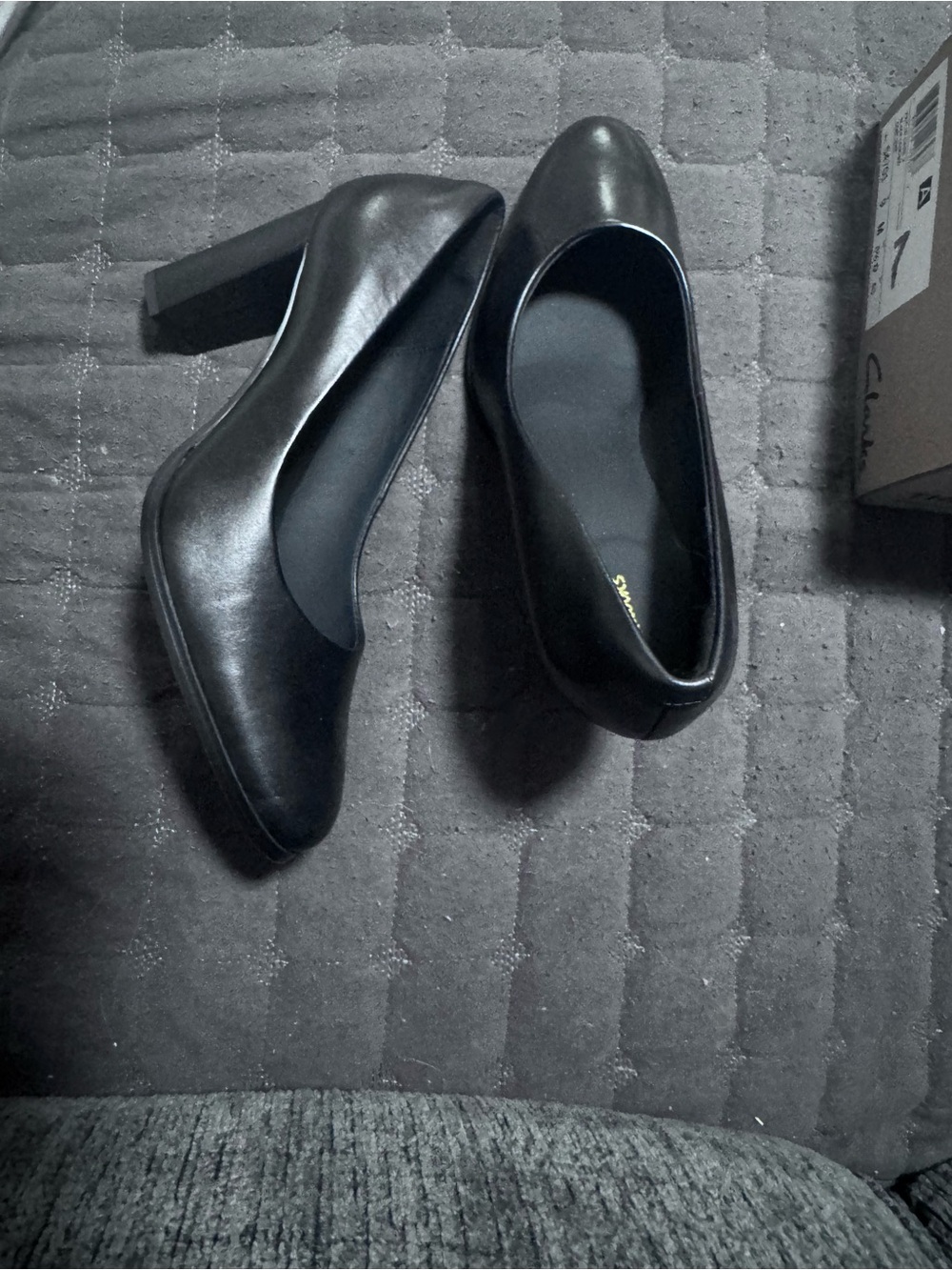 Clarks Black Block Heel Pumps